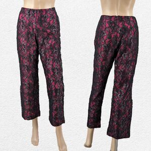 Vintage 90s Y2K Flare Pants Floral Lace Pink Lurex Shimmer Popstar Whimsygoth 6
